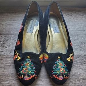 Vintage Christmas Embroidered Flats 8.5